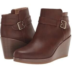 Dr. Scholl's Women's One Up Zipper Wedge Booties Copper Brown Size 8